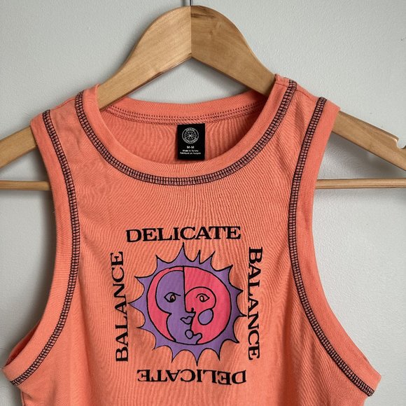 Urban Outfitters Delicate & Balance Orange Cropped Tank Top - Picture 2 of 8